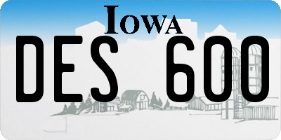 IA license plate DES600
