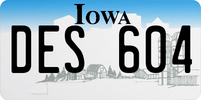 IA license plate DES604