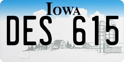 IA license plate DES615
