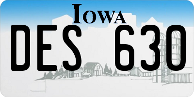 IA license plate DES630