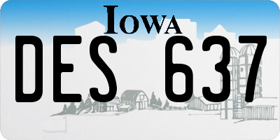 IA license plate DES637