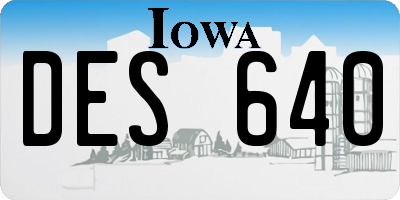 IA license plate DES640