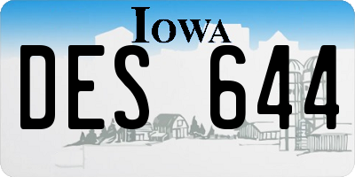 IA license plate DES644