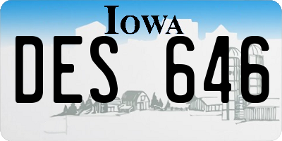IA license plate DES646