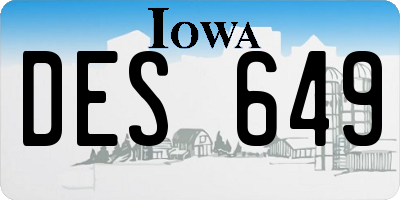 IA license plate DES649