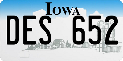 IA license plate DES652