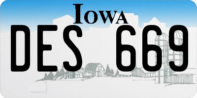 IA license plate DES669