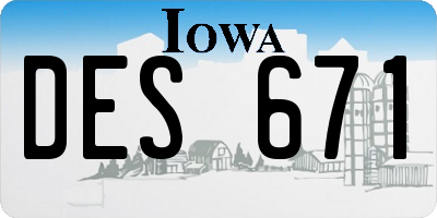 IA license plate DES671