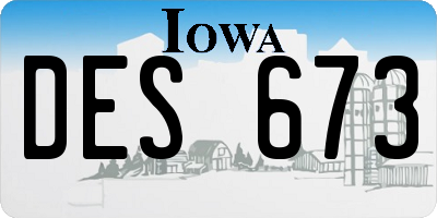 IA license plate DES673