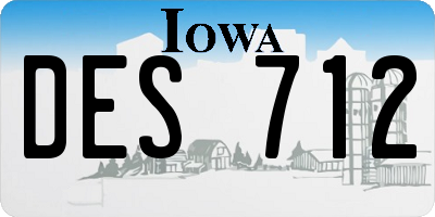 IA license plate DES712