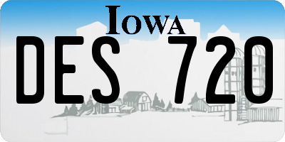 IA license plate DES720