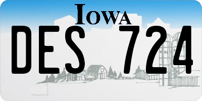 IA license plate DES724