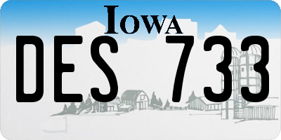 IA license plate DES733