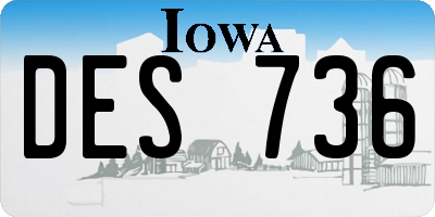 IA license plate DES736
