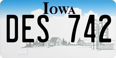 IA license plate DES742