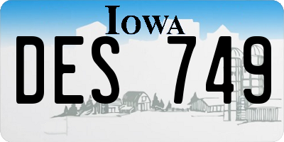 IA license plate DES749