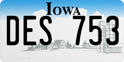 IA license plate DES753