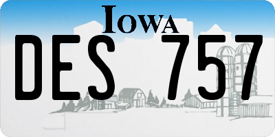 IA license plate DES757