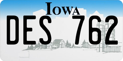 IA license plate DES762
