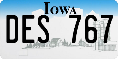 IA license plate DES767