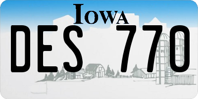 IA license plate DES770