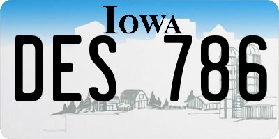 IA license plate DES786