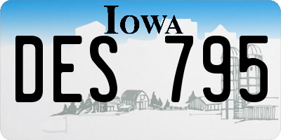 IA license plate DES795