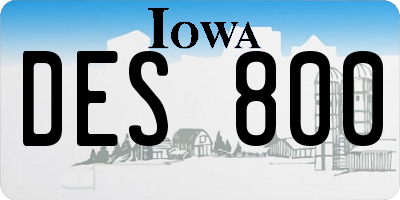 IA license plate DES800