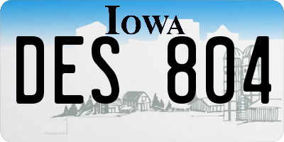 IA license plate DES804