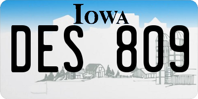 IA license plate DES809