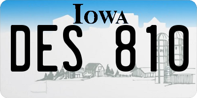 IA license plate DES810
