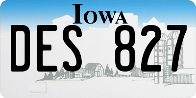 IA license plate DES827