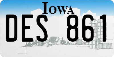 IA license plate DES861