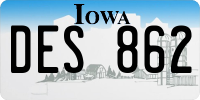 IA license plate DES862