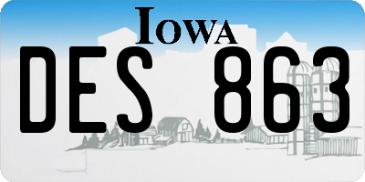 IA license plate DES863