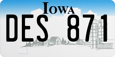 IA license plate DES871