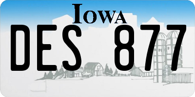 IA license plate DES877