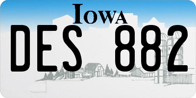 IA license plate DES882