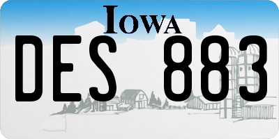 IA license plate DES883