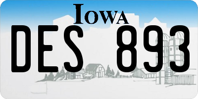 IA license plate DES893