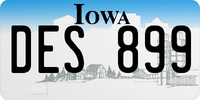 IA license plate DES899