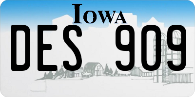 IA license plate DES909
