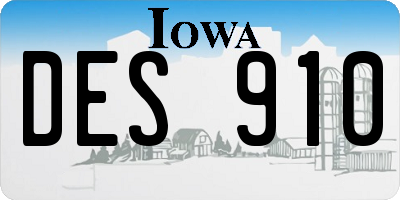 IA license plate DES910