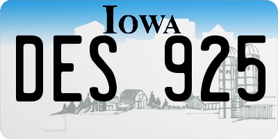 IA license plate DES925