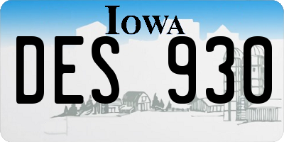 IA license plate DES930