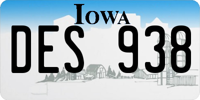 IA license plate DES938