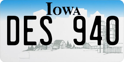 IA license plate DES940