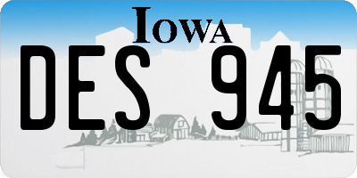 IA license plate DES945