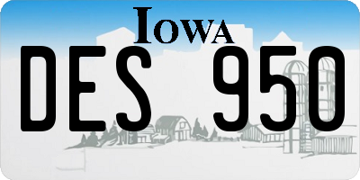 IA license plate DES950