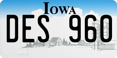 IA license plate DES960